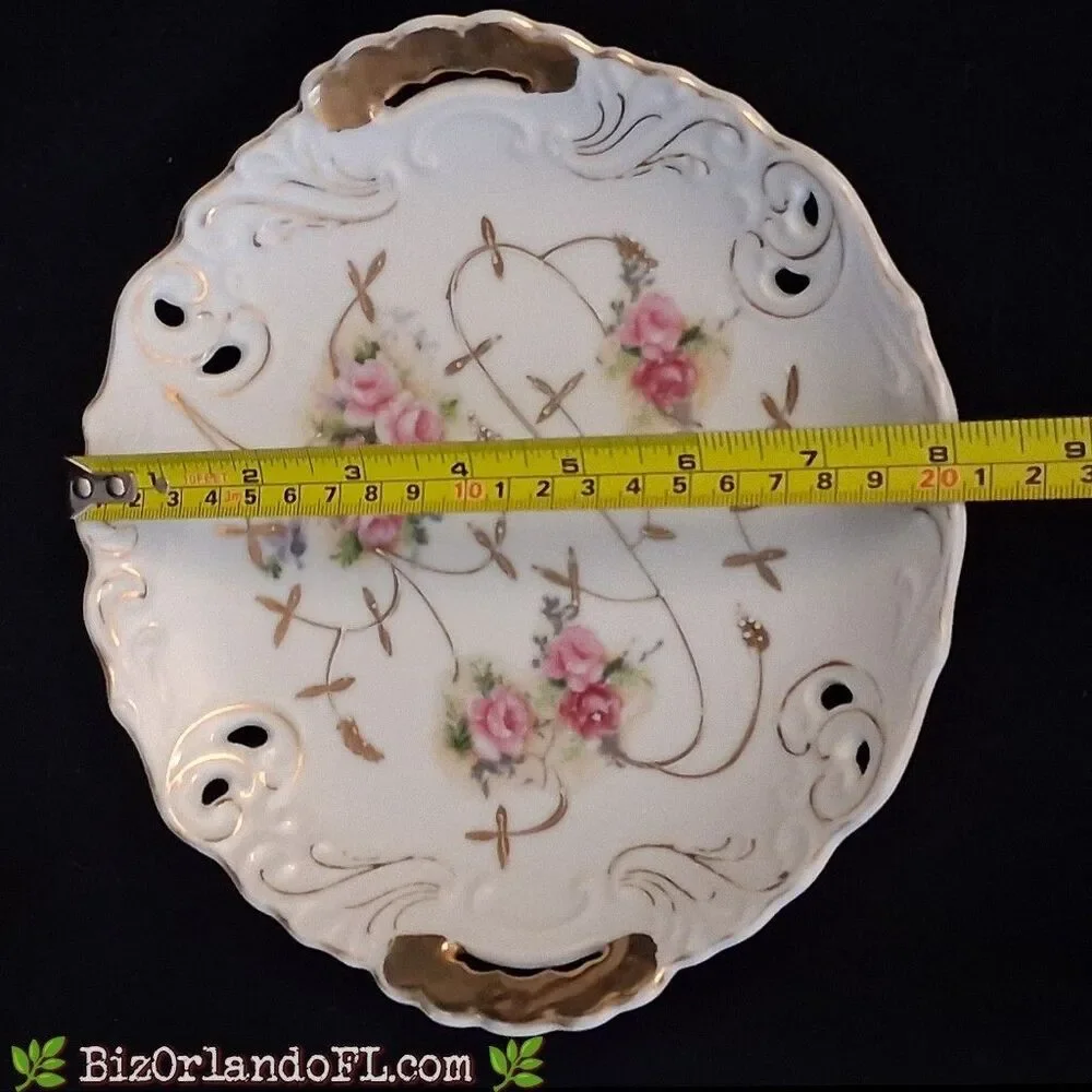 VINTAGE: Antique Kalk German Porcelain Shallow Bowl / Handled Serving Dish